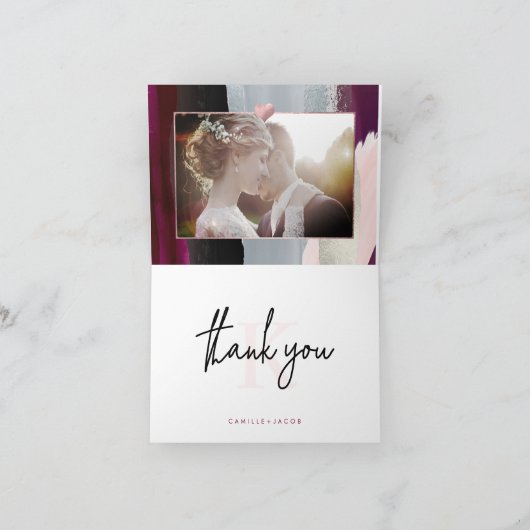 Moderne Waterverf, Burgundy Blush Hartelijk dank Bedankkaart (Binnen)