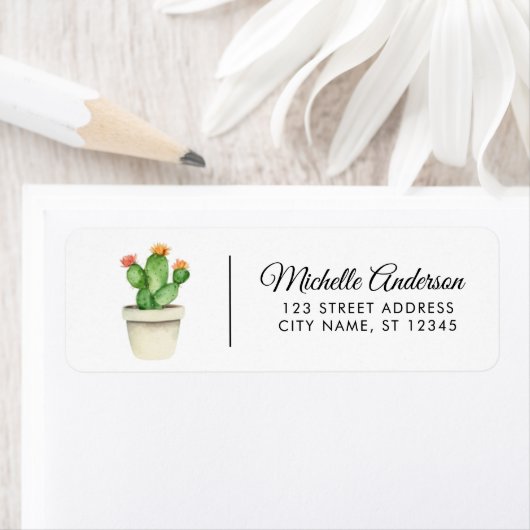 Moderne Waterverf Cactus Cacti Desert Succulent Etiket (Insitu)