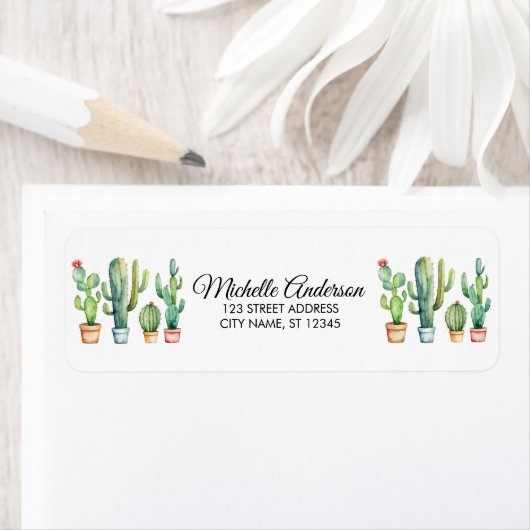 Moderne Waterverf Cactus Cacti Desert Succulent Etiket (Insitu)