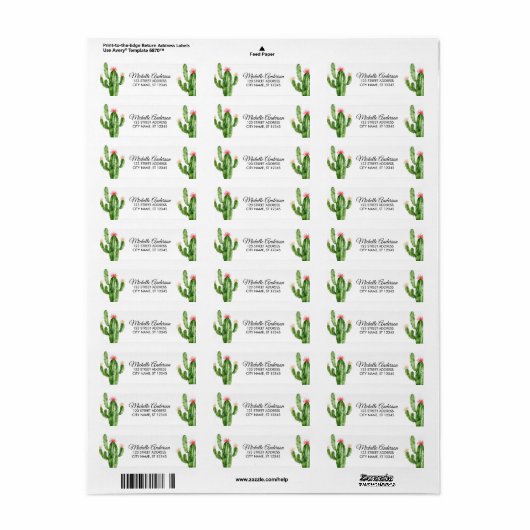 Moderne Waterverf Cactus Cacti Desert Succulent Etiket (Full Sheet)