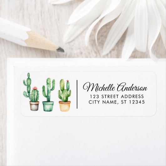 Moderne Waterverf Cactus Cacti Desert Succulent Etiket (Insitu)
