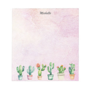 Moderne Waterverf Cactus Cacti Desert Succulent Notitieblok