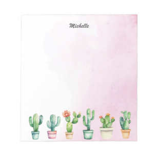 Moderne Waterverf Cactus Cacti Desert Succulent Notitieblok