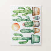 Moderne Waterverf Cactus Cactussen Woestijn Succul Legpuzzel (Verticaal)