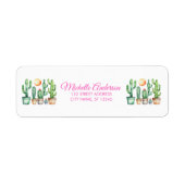 Moderne Waterverf Cactus Cactussen Woestijn Vetpla Etiket (Voorkant)
