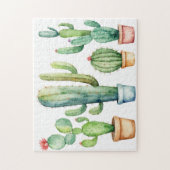 Moderne waterverf cactus cactussen woestijn vetpla legpuzzel (Verticaal)