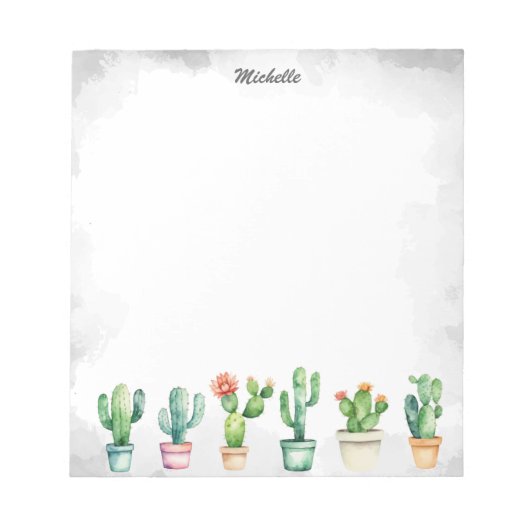 Moderne Waterverf Cactus Cactussen Woestijn Vetpla Notitieblok (Voorkant)