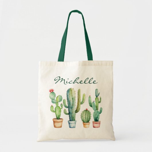Moderne Waterverf Cactus Cactussen Woestijn Vetpla Tote Bag (Voorkant)