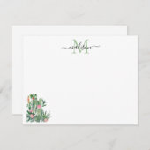 Moderne Waterverf Cactus Floral Desert Monogram Notitiekaartje (Voorkant / Achterkant)