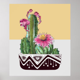 Moderne Waterverf Cactus Garden Art Poster