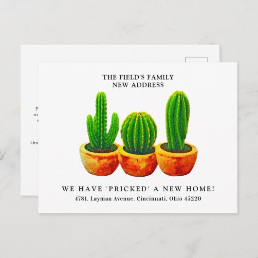 Moderne Waterverf Cactus New Home We hebben ons ve Briefkaart (Voorkant / Achterkant)
