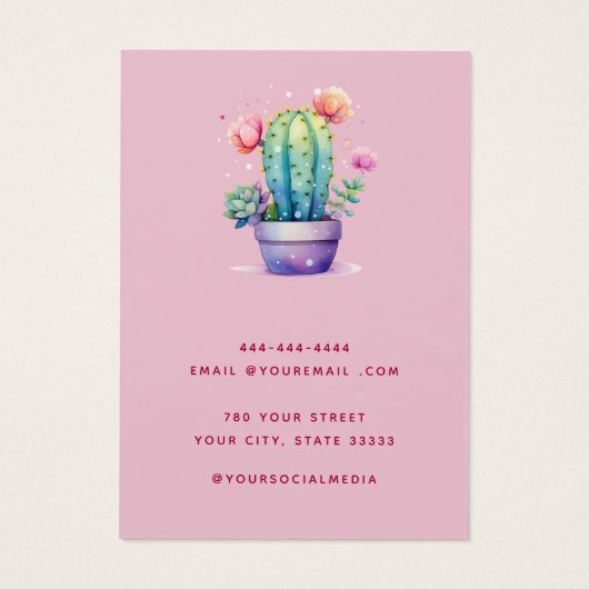 Moderne waterverf Cactus oorbel display kaart (Achterkant)