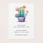 Moderne waterverf Cactus oorbel display kaart (Achterkant)