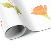 Moderne Waterverf California Poppies Pattern Cadeaupapier (Rol Hoek)