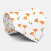 Moderne Waterverf California Poppies Pattern Stropdas (Opgerold)