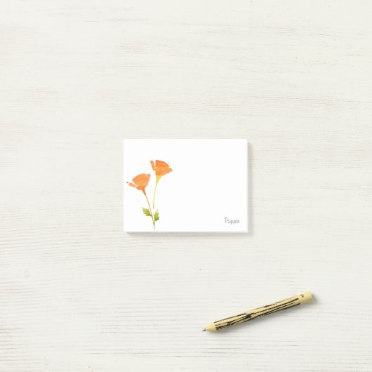 Moderne Waterverf California Poppies Post-it® Notes (Op bureau)