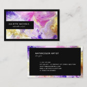Moderne waterverf chique roze paarse gouden arties visitekaartje (Voorkant / Achterkant)