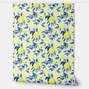Moderne Waterverf citroen Abstract Behang