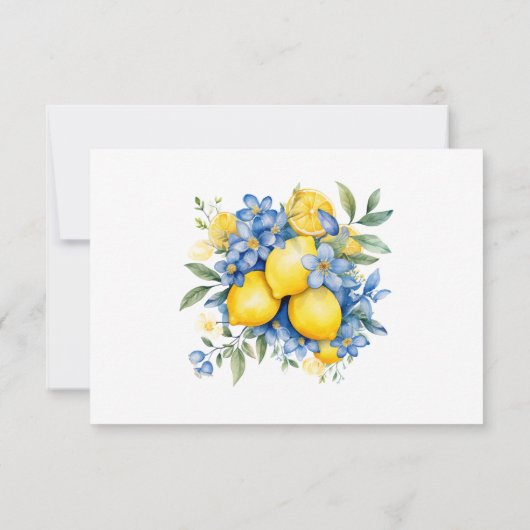 Moderne Waterverf citroen botanische bruiloft RSVP Kaartje (Achterkant)