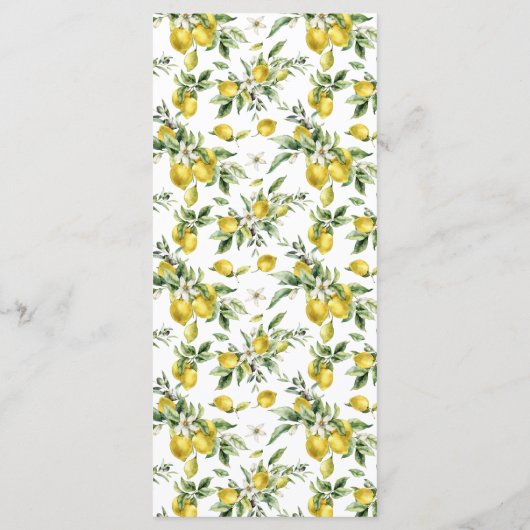 Moderne Waterverf citroen Citrus bruiloft Menu (Achterkant)
