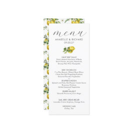 Moderne Waterverf citroen Citrus bruiloft Menu