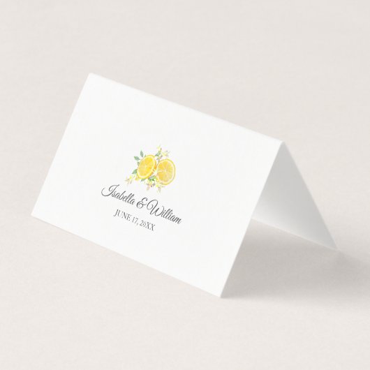Moderne Waterverf Citroen Zomer Trouwplaats Kaart (Achterkant)