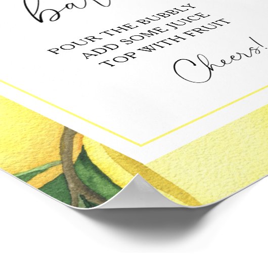 moderne waterverf citroencitrus - staafstaart poster (Hoek)