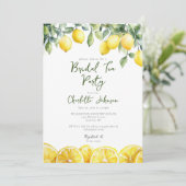 Moderne Waterverf Citroenen Bruids-Shower Thee Fee Kaart (Staand voorkant)