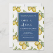 Moderne Waterverf Citroenen & Foliage Bruiloft Kaart (Voorkant)