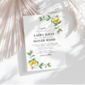 Moderne waterverf citroengroenere trouwuitnodiging kaart