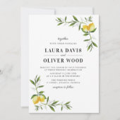 Moderne waterverf citroengroenere trouwuitnodiging kaart (Voorkant)