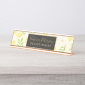 Moderne waterverf citroenpatroon citrusvruchten bureau naambordje (Voorkant)