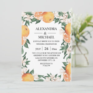 Moderne Waterverf Citrus Boho Botanical Wedding Kaart