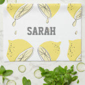 Moderne Waterverf Citrus gele vruchten Theedoek (Gevouwen)