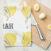 Moderne Waterverf Citrus gele vruchten Theedoek (Quarter Fold)