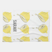 Moderne Waterverf Citrus gele vruchten Theedoek (Horizontaal)