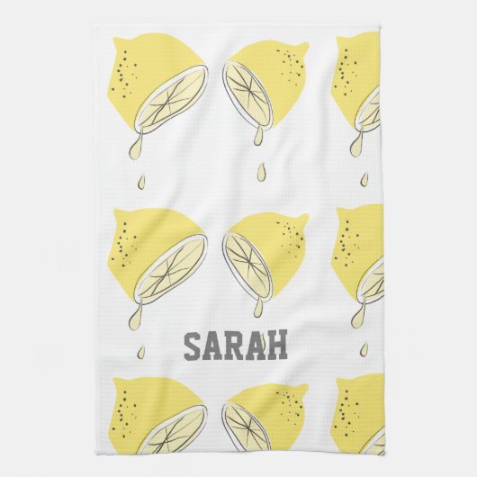 Moderne Waterverf Citrus gele vruchten Theedoek (Verticaal)