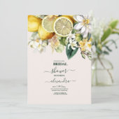 Moderne Waterverf Citrus Lemon Bridal Kaart (Staand voorkant)