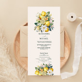 Moderne Waterverf Citrus Lemon Wedding All In One Uitnodiging