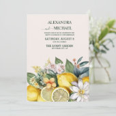 Moderne Waterverf Citrus Lemon Wedding Kaart (Staand voorkant)