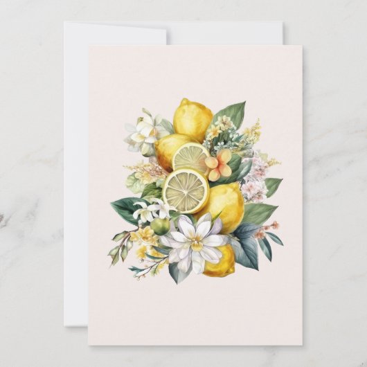 Moderne Waterverf Citrus Lemon Wedding Save The Date (Achterkant)
