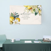 Moderne Waterverf Citrus Lemon Wedding Spandoek (Beurs)