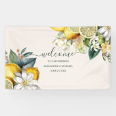 Moderne Waterverf Citrus Lemon Wedding Spandoek (Horizontaal)
