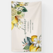 Moderne Waterverf Citrus Lemon Wedding Spandoek (Verticaal)