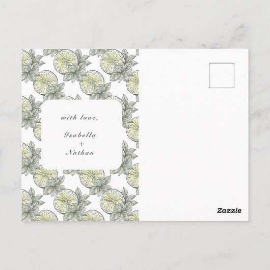 Moderne Waterverf Citrus Limoen Fruit Dank u Briefkaart (Achterkant)