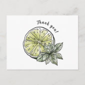 Moderne Waterverf Citrus Limoen Fruit Dank u Briefkaart (Voorkant)