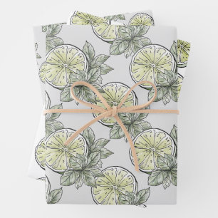 Moderne Waterverf Citrus Limoen Summer Garden Part Inpakpapier Vel