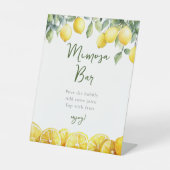 Moderne Waterverf Citrus Mimosa Bar Sign Reclamebord Met Voetstuk (Voorkant)