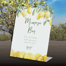 Moderne Waterverf Citrus Mimosa Bar Sign Reclamebord Met Voetstuk