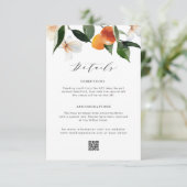 moderne waterverf citrus sinaasappels bruiloft det informatiekaartje (Staand voorkant)